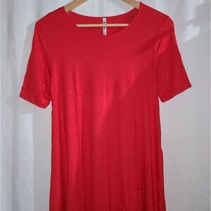 Azules Red Short Sleeve Tunic Dress Shirt Size S